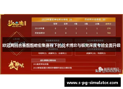 欧冠两回合赛前前瞻密集赛程下的战术博弈与板凳深度考验全面升级 欧冠两回合赛前前瞻密集赛程下的战术博弈与板凳深度考验全面升级